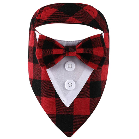 Elegant Plaid Black Tuxedo Dog Bandana