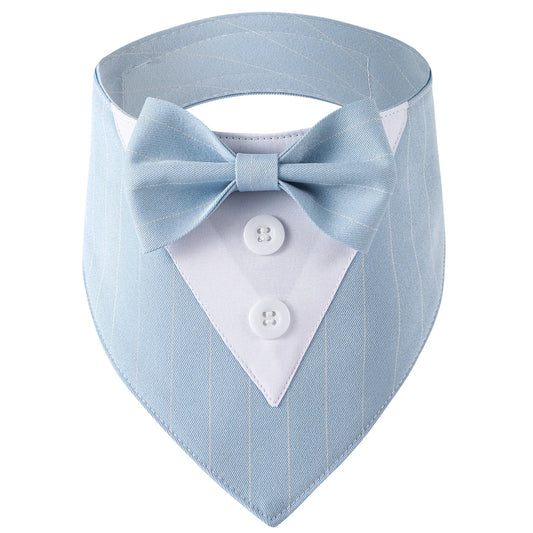 Elegant Stripe Blue Tuxedo Dog Bandana