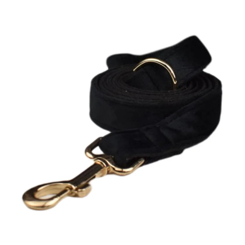 Velvet Luxury Personalized Pet Set – Harness, Collar with Bow, Leash & Poop Bag Holder