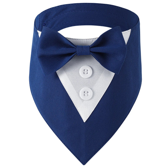Elegant Blue Tuxedo Dog Bandana