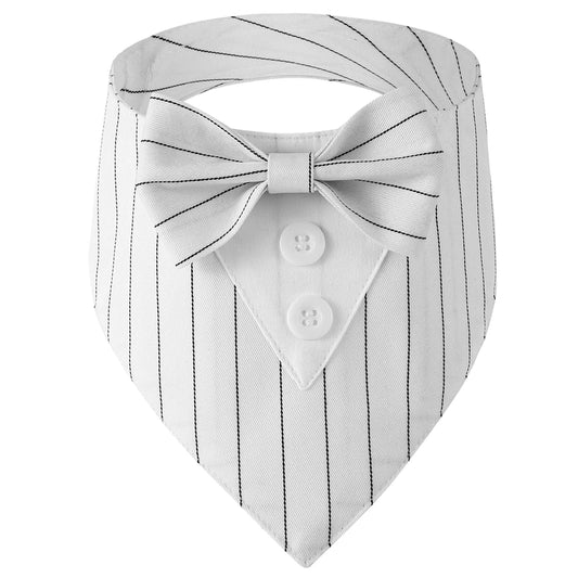 Elegant Stripe White Tuxedo Dog Bandana