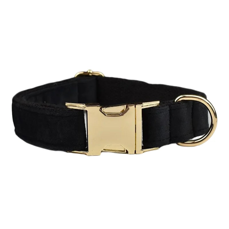 Velvet Luxury Personalized Pet Set – Harness, Collar with Bow, Leash & Poop Bag Holder