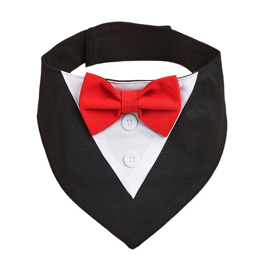 Elegant Black Red Tuxedo Dog Bandana