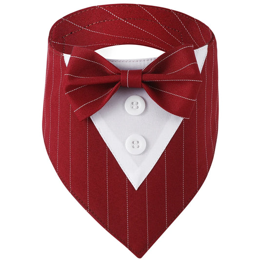 Elegant Stripe Red Tuxedo Dog Bandana