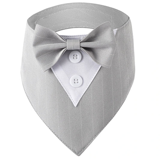 Elegant Stripe Gray Tuxedo Dog Bandana