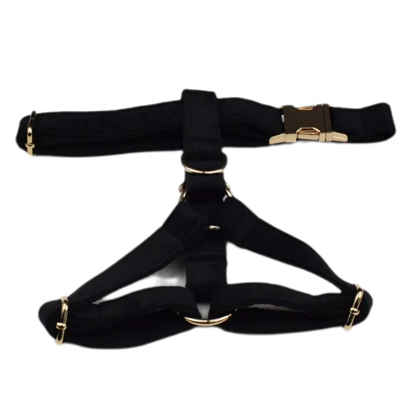 Velvet Luxury Personalized Pet Set – Harness, Collar with Bow, Leash & Poop Bag Holder