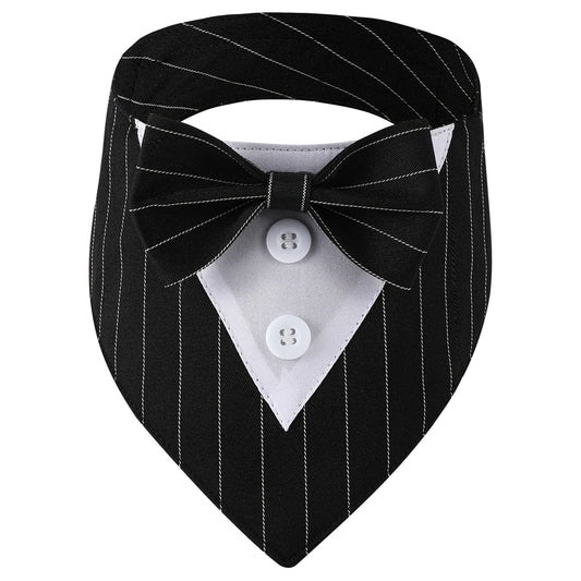 Elegant Stripe Black Tuxedo Dog Bandana