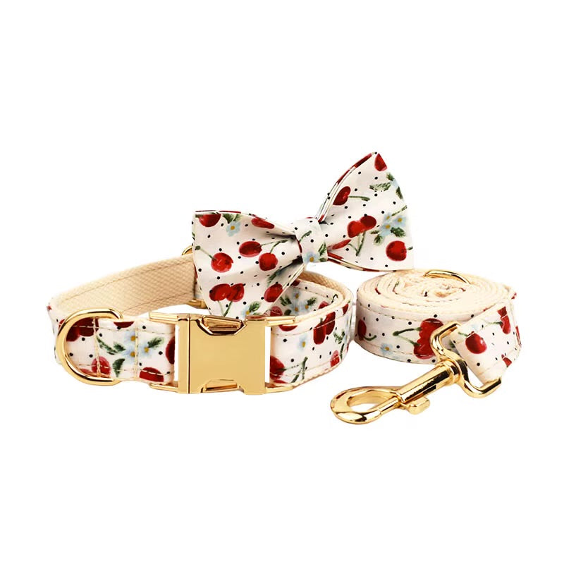 Luxury Personalized Pet Set – Harness, Collar with Bow, Leash & Poop Bag Holder