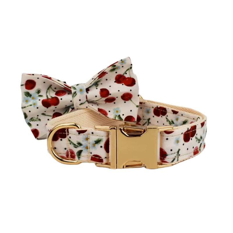 Luxury Personalized Pet Set – Harness, Collar with Bow, Leash & Poop Bag Holder