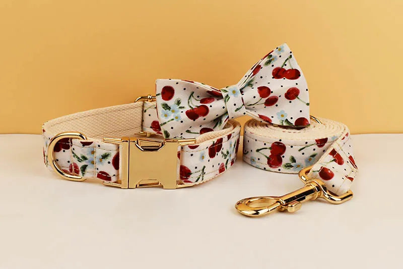 Luxury Personalized Pet Set – Harness, Collar with Bow, Leash & Poop Bag Holder